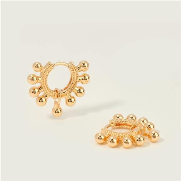 Gold Dainty Huggie Hoop Earrings - Picture 6 of 8